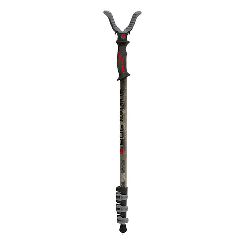 Der BOG Adrenaline Switcheroo Monopod Camo bietet dir maximale Portabilität, Stabilität und Vielseitigkeit mit einem schnellen Wechsel zwischen Optiken und dem USR Shooting Yoke.