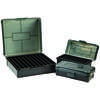 Die Frankford Arsenal Hinge-Top Ammo Box bietet eine robuste mechanische Kunststoffscharnier, ist stapelbar und öffnet sich flach, ideal für .300 Win Mag und mehr.