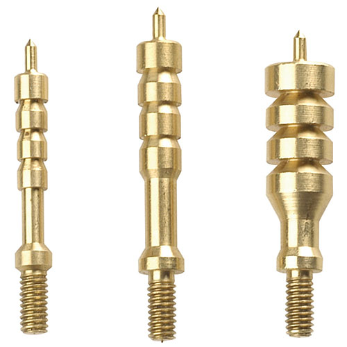 Das Tipton 13-teilige Solid Brass Jag Set bietet passgenaue Reinigungsjags für verschiedene Kaliber, mit spitzem Ende für zentrierte Patches in einer robusten Box.