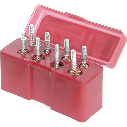 Das Tipton 8-teilige Bronze-Bürsten-Set bietet kaliberspezifische Bürsten in einer robusten Box, ideal für die Pflege deiner Handfeuerwaffen von .22 bis .47/48.