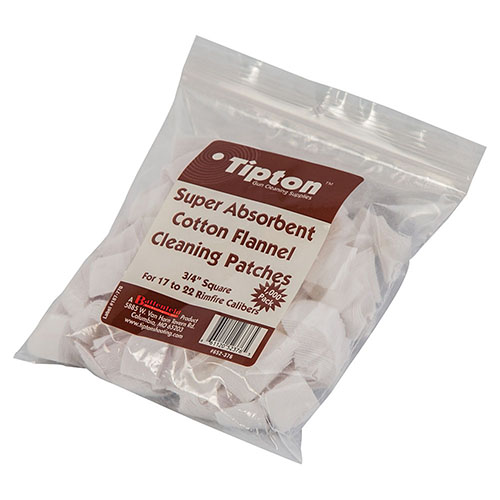 Die Tipton Patches in 17-22 Cal, .75" quadratisch, sind aus 100% Baumwollflanell und perfekt zugeschnitten für optimale Nutzung mit Tipton® Jags.