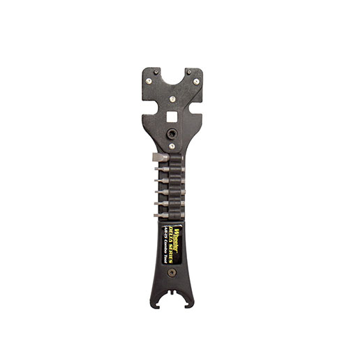 Der Wheeler Basic Armorers Wrench ist ein vielseitiges Werkzeug für AR-15, robust aus laminiertem Stahl, mit ½" Antrieb und Profilen für Buffer Tube und Flash Hider.
