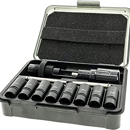 Die Frankford Arsenal Universal Bullet Seating Die bietet präzise Einstellungen für .224 bis .338 Kaliber und hat einen integrierten Mikrometer für feine Anpassungen.