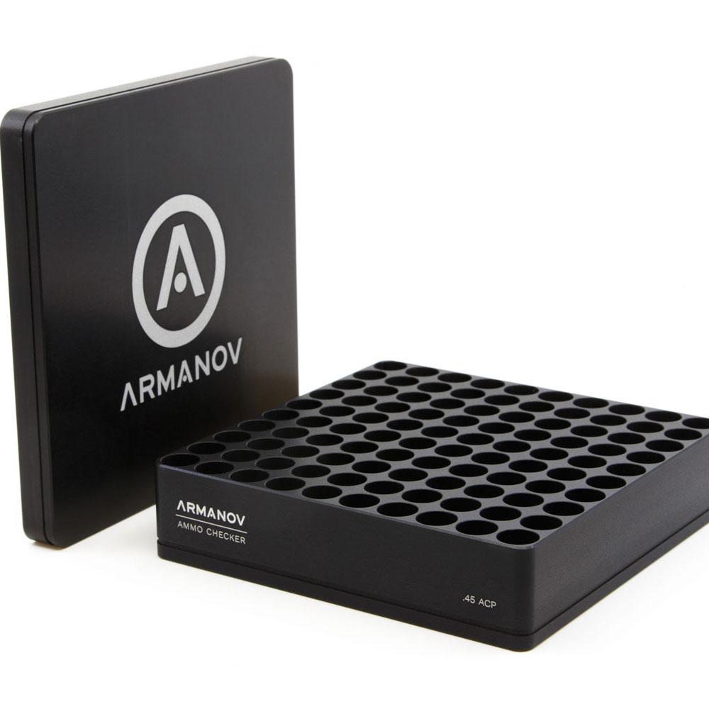 Die ARMANOV Gauge Box mit Flip Cover für 100 Runden .45 ACP ist dein perfekter Begleiter zum schnellen und präzisen Überprüfen deiner Munition!