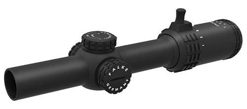 Mit dem Falke 1-6x24 L4 Scope hast du ein leistungsstarkes Zielfernrohr mit 6x Zoom, beleuchtetem L4-Absehen und kratzfester Oberfläche für präzise Schüsse.