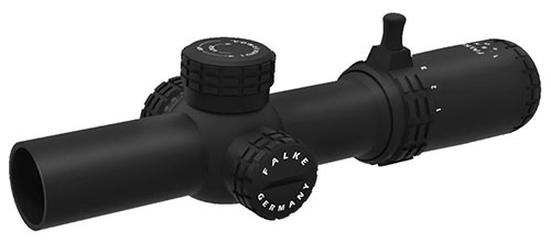 Der FALKE 1-8x24 SAS bietet präzise 0.1 MRAD Einstellungen, einen abnehmbaren Vergrößerungshebel, ist wasserdicht und hat ein kratzfestes Gehäuse.
