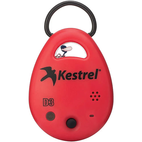 Der Kestrel DROP D3 misst präzise Temperatur, Luftfeuchtigkeit und Druck, ideal für Jagd, Langstreckenschießen und mehr – robust, wasserdicht und mit App-Anbindung.
