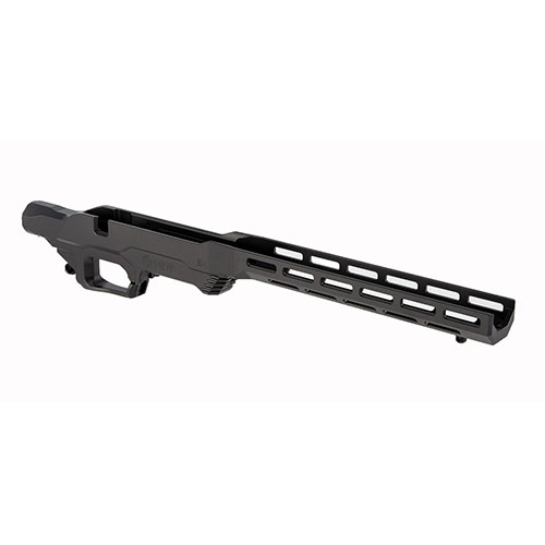 Das MDT LSS-XL Gen 2 Chassis System bietet einen längeren Vorderschaft, AR-Karabiner-Buttstocks und AICS-Magazin-Kompatibilität für optimale Anpassung.