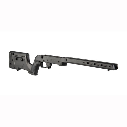 Das MDT XRS Chassis ist ein komplettes System für Howa 1500 und Weatherby Vanguard, einfach zu montieren, anpassbar und mit M-LOK Slots für Zubehör.