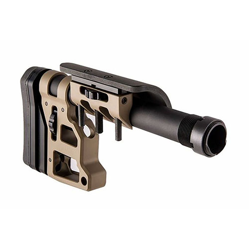 Der MDT Skeleton Carbine Stock bietet maximale Vielseitigkeit, starke Ergonomie und tool-less Anpassung, passend für alle LSS Chassises und AR-15 Carbine.