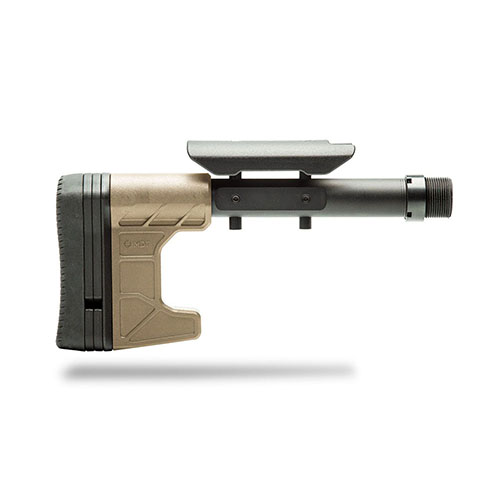 Der MDT Composite Carbine Stock ist ein leichter, robuster Polymer-Schaft mit einfacher Anpassung, M-Lok Slot und 4 LOP-Spacern. Perfekt für AR-15 Chassises!