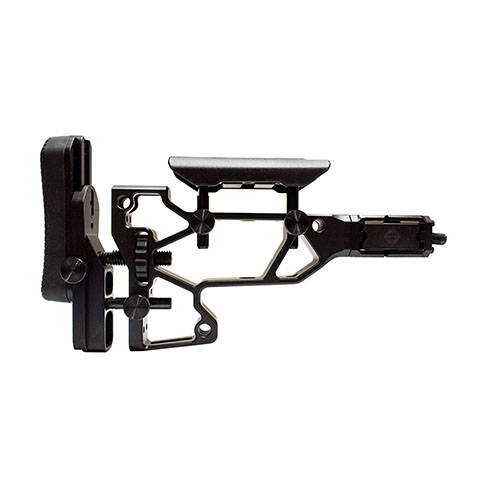 Der MDT Folding Rifle Stock bietet werkzeuglose Anpassungen für optimalen Komfort, eine kürzere Bauweise für die richtige LOP und passt perfekt zu ACC/ESS Chassises.