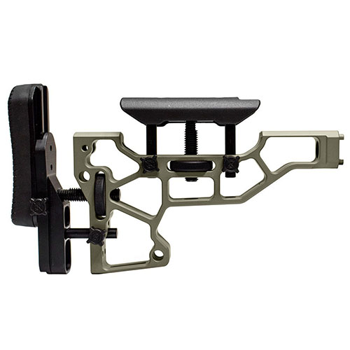 Die MDT Skeleton Rifle Stock ermöglicht eine werkzeuglose Anpassung für maximalen Komfort und Leistung, passend für ACC und ESS Chassis (XTN-Schnittstelle).