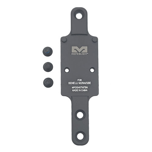 Die RMR Shotgun Plate von Meprolight ermöglicht eine einfache Montage von RMR-Visieren auf Benelli M2/M4/SBE, für verbesserte Zielgenauigkeit und Flexibilität.