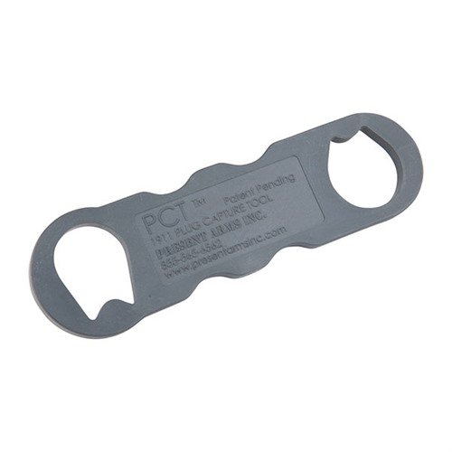 Mit dem PCT-1911 Plug Capture Tool hast du eine ergonomische Lösung, die den Recoil Plug sicher erfasst und das Unlocken des 1911 Barrel Bushings erleichtert.