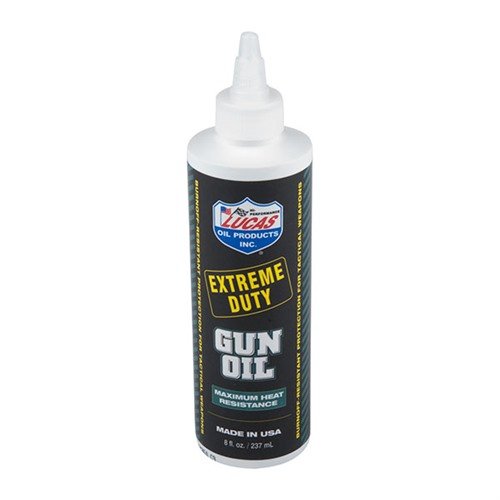 Lucas Extreme Duty Gun Oil bietet überlegene Hitze- und Schockbeständigkeit, schützt vor Rost und Verschleiß und erleichtert die Reinigung von Feuerwaffen.