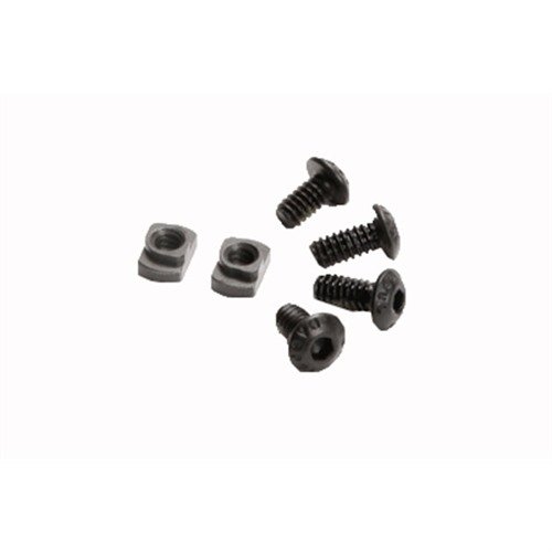 Das M-LOK T-Nut Ersatzset aus 4140 Chromoly-Stahl bietet zwei Schraublängen für optimale Passform und einen selbstsichernden Gewindedichtungsaufkleber für sicheren Halt.