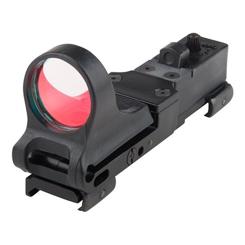 Das RAILWAY Red Dot Sight von C-MORE SYSTEMS lässt sich schnell an Weaver- und Picatinny-Schienen montieren und ist vielseitig für verschiedene Waffen einsetzbar.