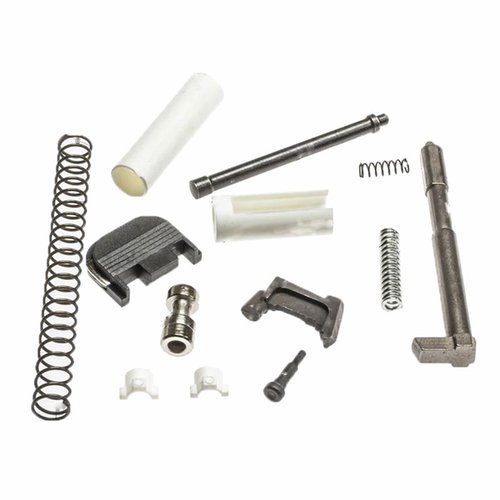 Mit dem SLIDE COMPLETION KIT für Glock® erhältst du fast alle Teile, um einen nackten Slide in einen kompletten Slide zu verwandeln – ideal für deine 9mm!