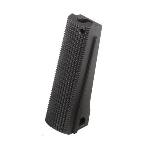 Sichere dir einen festen Griff mit dem 1911 Mainspring Housing von Nighthawk Custom, der mit 25 lpi Checkering für bessere Genauigkeit und Rückstoßkontrolle sorgt.