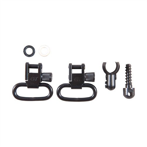 Die SLING SWIVEL SETS aus robustem Stahl bieten eine schnelle Abnehmfunktion und verhindern ungewolltes Öffnen, ideal für 1" breite Slings und mehrere Gewehre.