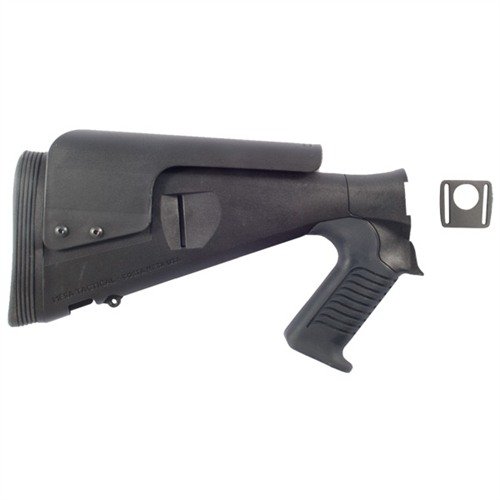 Der URBINO Tactical Buttstock verbessert Komfort und Handhabung mit Body Armor, bietet eine verstellbare Wangenauflage und reduziert Rückstoß für präzises Schießen.