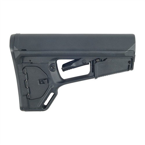 Der AR-15 ACS-L Stock von MAGPUL bietet ein extra-schlankes Design für bessere Manövrierbarkeit, eine bequeme Wangenauflage und einen stabilen Friktion-Lock.