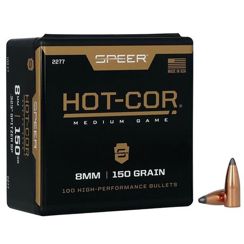 Die HOT-COR 8MM Spitzer-Geschosse bieten durch die direkte Gussmethode eine zuverlässige Leistung und hervorragende Präzision für dein Schießen.