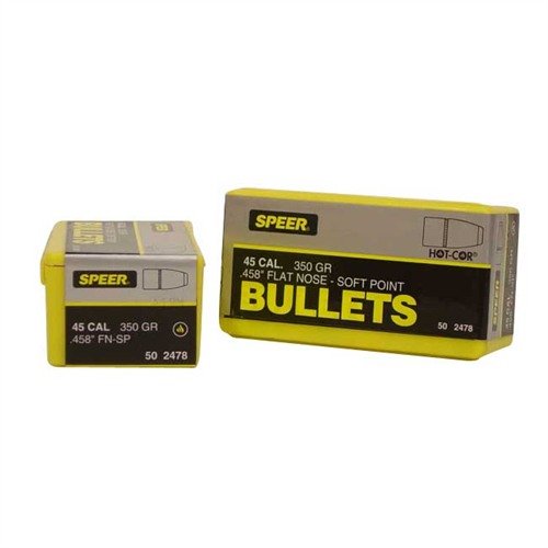 Die HOT-COR 458 Kaliber 350GR Soft Point Flat Nose Geschosse bieten durch ihre spezielle Herstellung hohe Zuverlässigkeit und beeindruckende Präzision.