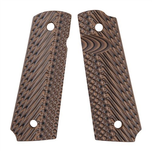 Die 1911 OPERATOR II G10 Griffe bieten eine robuste G10-Fiberglas-Konstruktion mit einzigartiger Textur für optimalen Halt und Kontrolle unter extremen Bedingungen.