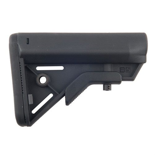 Der B5 Systems Bravo Collapsible Mil-Spec Stock bietet ergonomischen Cheek Weld, rutschfeste Polsterung und eine schlanke Bauweise für optimale Leistung.