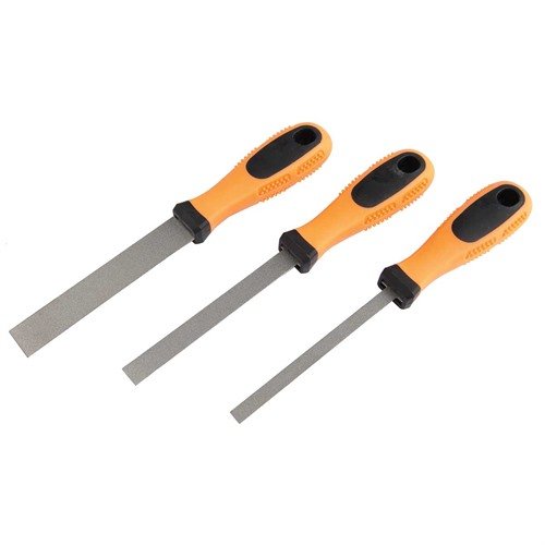 Das RamRodz Inc. 3er Set diamantbeschichtete Flachfeilen bietet vielseitige Größen, ergonomische Griffe und hohe Haltbarkeit für präzises Arbeiten.