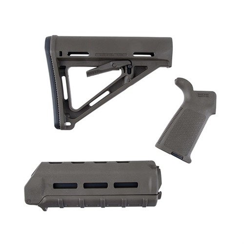 Upgrade dein Gewehr mit dem Magpul MOE Furniture Set! Enthalten sind der MOE Mil-Spec Stock, MOE Carbine Forend und MOE Grip in O.D. Green.