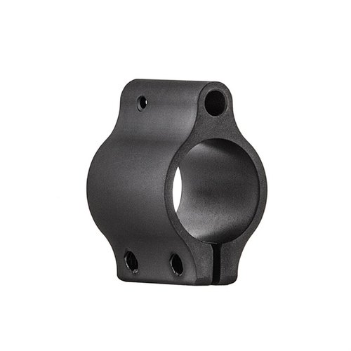 Der Clamp-on Low Profile .750" Gasblock von DANIEL DEFENSE ermöglicht eine einfache und langlebige Installation, gefertigt aus Stahl mit mattschwarzer Oberfläche.
