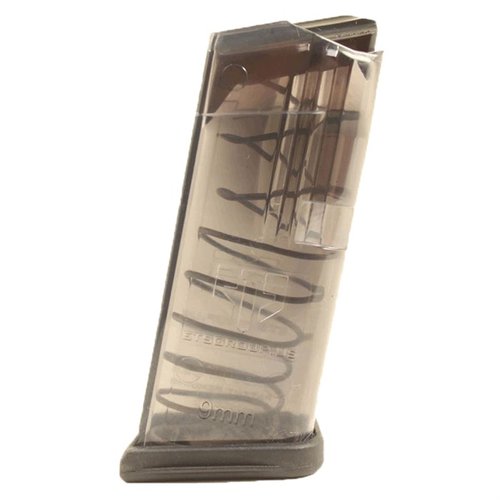 Das TRANSLUCENT MAGAZINE für Glock 26 bietet Sichtbarkeit, Zuverlässigkeit und einfache Reinigung, getestet unter extremen Bedingungen und kompatibel mit Aftermarket-Basisplatten.