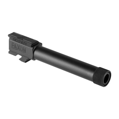 Der Faxon G19 Gewindelauf bietet eine präzise Passform, 1-10" Drall für alle 9mm Geschosse, und ist bereit für Kompensatoren oder Schalldämpfer.