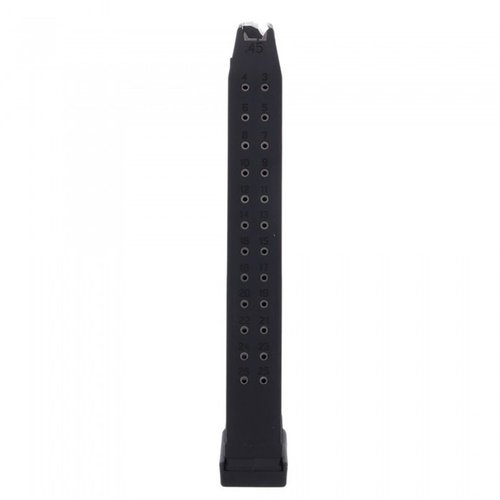 Verdopple die Feuerkraft deiner .45 Glock® mit dem KCI 26-RD Magazin! Robuste Polymer-Stahl-Konstruktion, einfache Handhabung und 2x Kapazität für weniger Nachladezeiten.