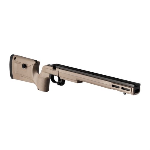 Das Howa 1500 Bravo Chassis aus Aluminium und Polymer bietet Stabilität, M-LOK-Kompatibilität, verstellbare Wangenauflage und ist in Schwarz oder FDE erhältlich.