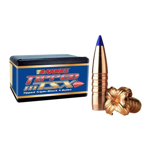 Die BARNES TIPPED TRIPLE-SHOCK X 30 Kaliber Geschosse bieten dank der polymeren Spitze schnellere Expansion, nahezu 100% Gewichtserhalt und tödliche Präzision.