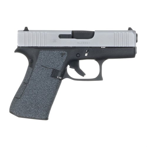 Die TALON Grips für Glock 43X/48 bieten vollständigen Halt an den Seiten, am Rückengriff und unter dem Abzug, mit GLOCK- und TALON-Logos für besseren Grip.