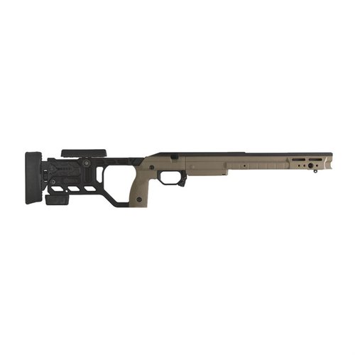 Das KRG Whiskey-3 Chassis bietet präzise Aluminium-Bettung, werkzeuglose Anpassungen und hervorragende Ergonomie für deine Tikka T3/T3x, ideal für Präzisionsschützen.
