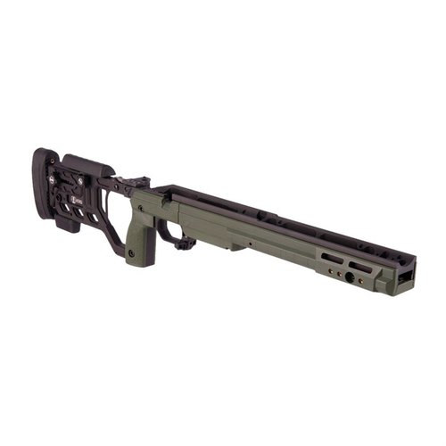 Das KRG Whiskey-3 Chassis bietet präzise Aluminium-Bettung, werkzeuglose Anpassungen, hervorragende Ergonomie und die Möglichkeit, AICS-Magazine zu nutzen.