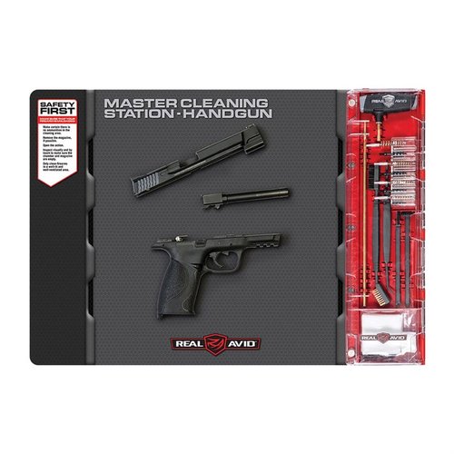 Verbessere deine Reinigungserfahrung mit der MASTER CLEANING STATION von Real Avid – eine durchdachte Lösung für .22 bis .45 Kaliber Handguns, die alles organisiert!