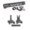 Die AR-15 Slim Line Handguards bieten M-LOK-Anschlusspunkte und eine durchgehende Picatinny-Schiene, kombiniert mit Flip-Up Combat Sights für präzises Zielen.