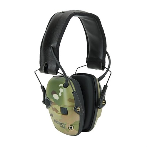 Die Howard Leight Impact Sport Electronic Earmuffs schützen dein Gehör, verstärken Gespräche und Range-Befehle, während sie gefährliche Geräusche wie Schüsse blockieren.