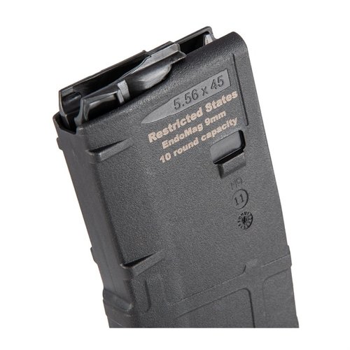 Die AR-9 Endomags bieten dir 10 Schuss Kapazität für AR-15 Magazine, sind kompatibel mit Glock- und Colt-Systemen und funktionieren mit allen 9mm Munitionen.