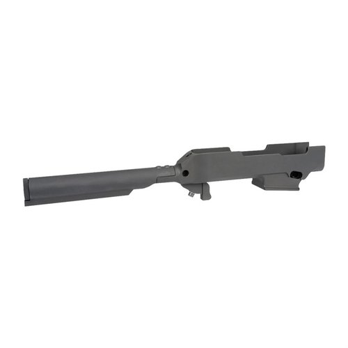 Das Ruger PC Carbine Takedown Chassis von Midwest Industries bietet einfache Installation, Nutzung der Werkseisenvisiere und ein leichtes, robustes Design aus 6061 Aluminium.