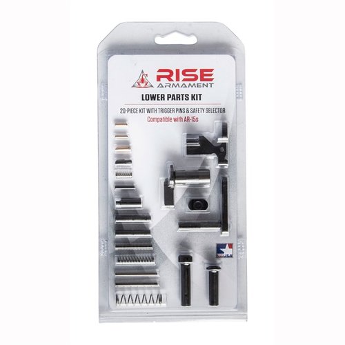 Vervollständige deinen AR-15 Lower Receiver mit dem Rise Armament Parts Kit, das alle notwendigen Teile wie Mag Catch, Bolt Catch und Pins enthält.