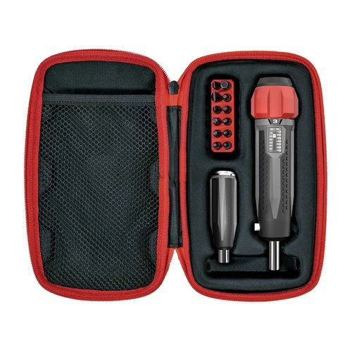 Der SMART-TORQ® Precision Torque Driver bietet präzise einstellbare Drehmomentwerte, ergonomischen Griff und ein umfassendes Bit-Set für optimale Nutzung bei Waffen.
