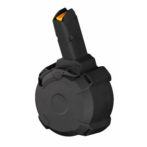 Das PCC PMAG™ D-50 GL9™ Magazin hält 50 Schuss 9mm, bietet eine zuverlässige Bauweise, eine praktische Ladehilfe und einen Fenster zur Rundenzahl.